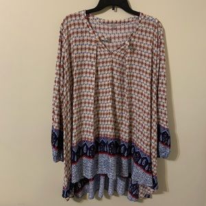 JODIFL Keyhole Tunic, High-Low Hem, Size: Medium